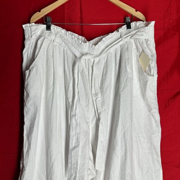 NWT Westbound Linen Blend Pull On Pants Women 3XS Smocked Elastic Waist Wide Leg - Picture 3 of 10